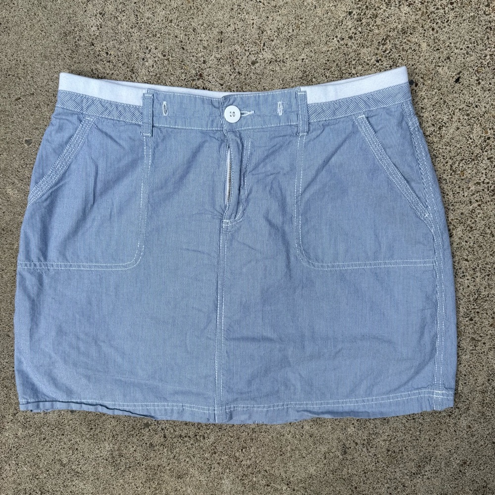 Faded Glory Blue and White Striped Cotton Skort Size 8
